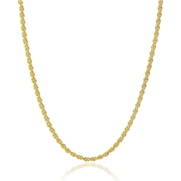 14k Solid Yellow Gold Rope Chain Necklace for Women and Men 1.5/2/2.5/3mm Width